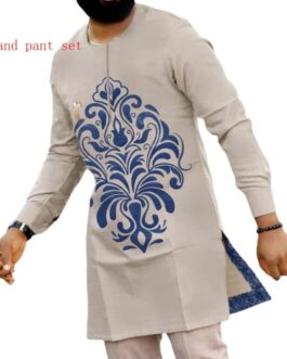Two piece Cream color with blue design suit