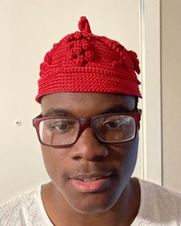 Red African Kufi knitted hat